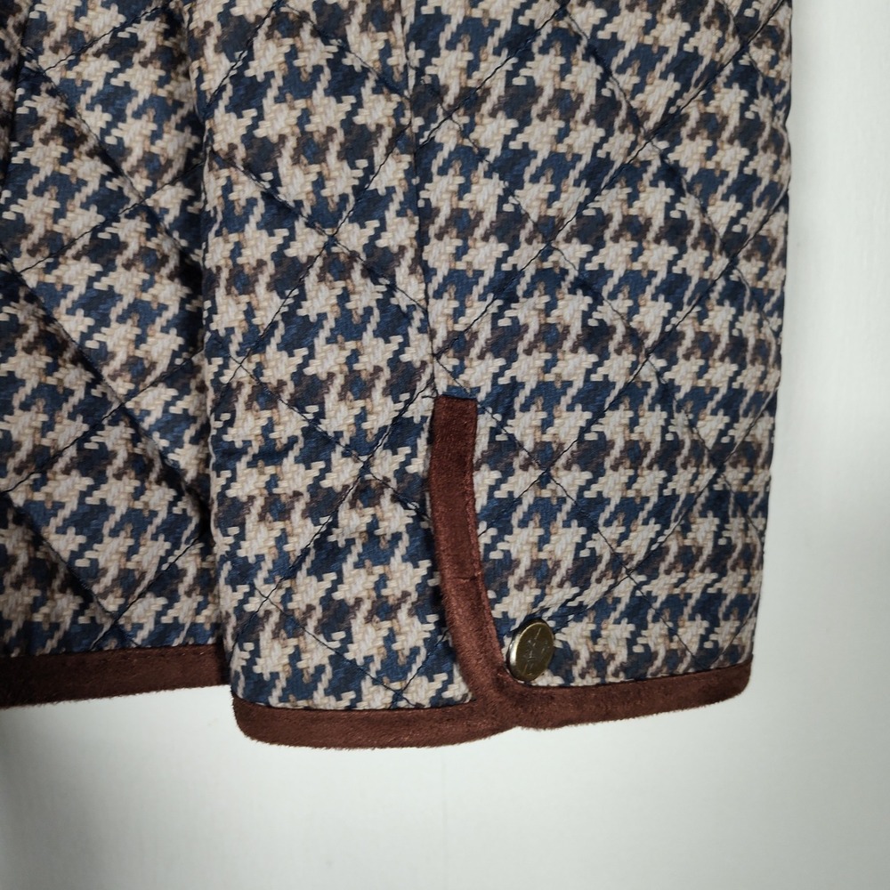 Lauren Ralph Lauren Lightweight Houndstooth Quilted Jacket Faux Sherpa Collar M - Picture 9 of 13